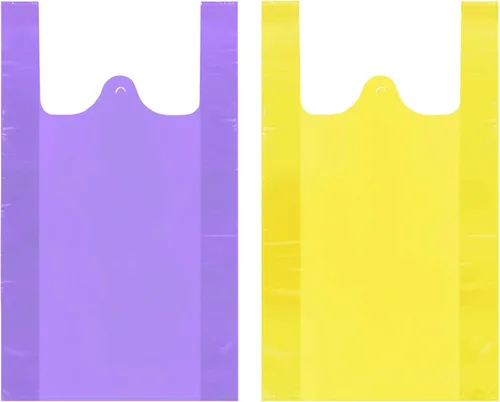 Vista 8 de LazyMe Bolsas para camisetas, bolsas de plástico con asas a granel para compras y restaurantes, bolsas de plástico para negocio, 12 x 20 pulgadas