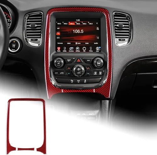 Vista 23 de AIRSPEED Cubierta de panel de palanca de cambios de fibra de carbono, calcomanía para consola central interior para Dodge Durango 2018 2019 2020