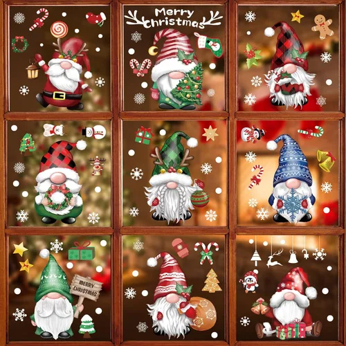 Vista 8 de BORAMDO 9 hojas de calcomanías navideñas de jengibre para ventana
