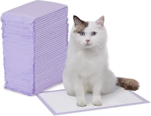 Vista 9 de Amazon Basics Almohadillas de Entrenamiento para Gatos, 20 unidades, ajuste universal para caja de arena, control de olores con aroma fresco, morado