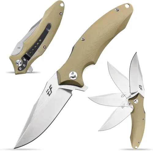 Vista 9 de Eafengrow EF339 Cuchillo plegable Hoja D2 y mango G10 con clip Cuchillos plegables para acampar Cuchillos de bolsillo al aire libre (negro)