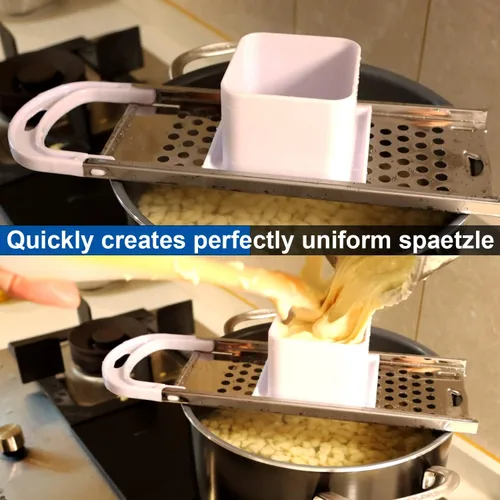 Vista 2 de Spaetzle Maker de acero inoxidable Spaetzle Fideos Dumpling Maker con empujador de seguridad