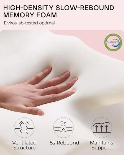 Vista 6 de Almohadas cervicales de espuma viscoelástica Elviros para el dolor de cuello y hombros, almohada para el cuello para dormir, almohadas para dormir