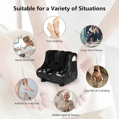 Vista 9 de ARLIME Masajeador de pies y pantorrillas con calor, máquina eléctrica Shiatsu, vibración de amasamiento profundo, masajeadores de compresión