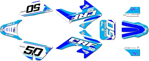 Vista 14 de Kit de gráficos para Honda CRF 50 (2004-2012) Evolution Series Negro 09 Mil - Kit de calcomanías gráficas de carreras personalizadas para dirt bike