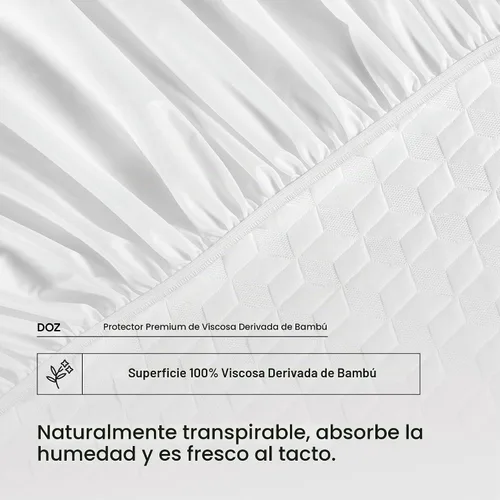 Vista 5 de DOZ - Protector de colchón, 100% viscosa derivada de bambú, funda de colchón de tela de aire 3D, 100% impermeable, ultrasuave, silenciosa, lavable a