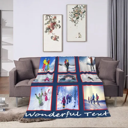 Vista 8 de mamz Manta personalizada con texto fotográfico, manta personalizada con imagen para bebé, madre, padre, adultos, amigos, amantes, perros, mascotas