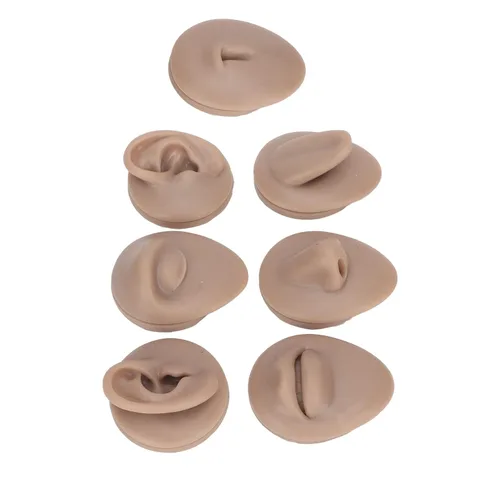 Vista 6 de Modelo de perforación corporal, 6 piezas de simulación de silicona para perforación de parte del cuerpo, kit de práctica de piercing, oreja, nariz