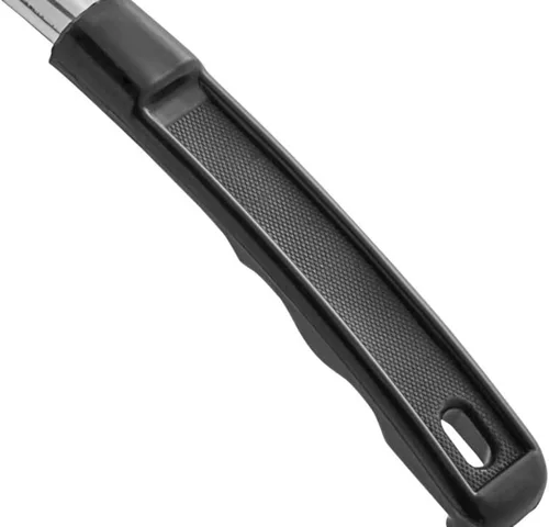Vista 5 de Soro Essentials - Porcionadores perforados de acero inoxidable de 6 onzas con mango de plástico negro - Cucharas de servicio para control