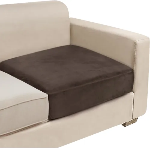 Vista 25 de NAISI Fundas de cojín de sofá de terciopelo elásticas de 1 pieza, fundas de asiento de sofá o respaldo, fundas suaves individuales para sofá Beige