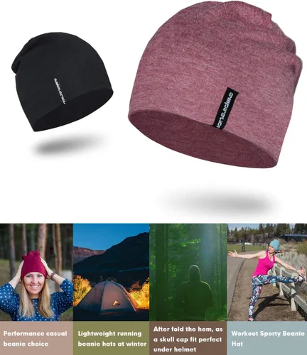 Vista 4 de EMPIRELION - Gorros de 9 pulgadas multifuncionales, ligeros, con ajuste ceñido, para correr, con diseño de calavera, forro para casco, gorras