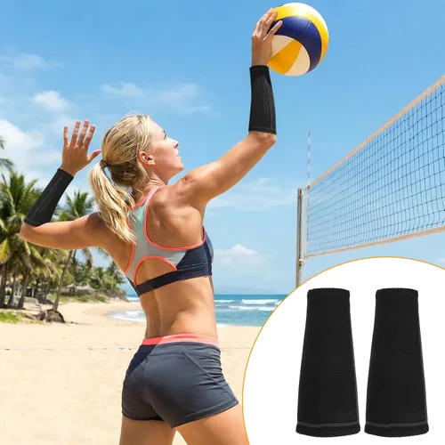 Vista 6 de 1 par de mangas de brazo de voleibol, coderas, voleibol, manga de compresión de antebrazo, antideslizante, protector de brazo de entrenamiento