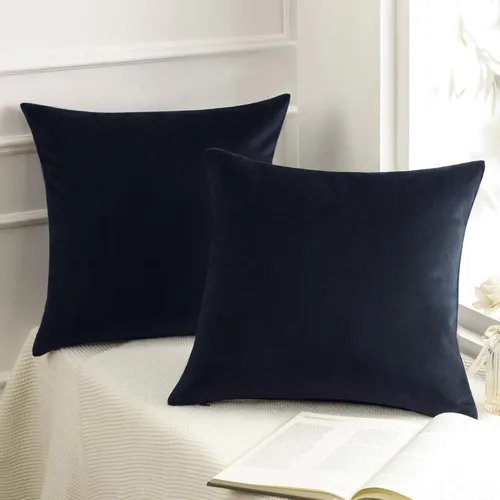 Vista 13 de Phantoscope Paquete de 2 fundas de almohada decorativas de terciopelo suave y cuadrado para sofá, color beige, 18 x 18 pulgadas, 17.7 x 17.7 in