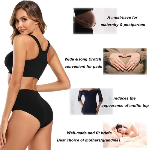 Vista 4 de Molasus - Ropa interior de algodón para mujer cintura alta cobertura total tallas regulares y grandes