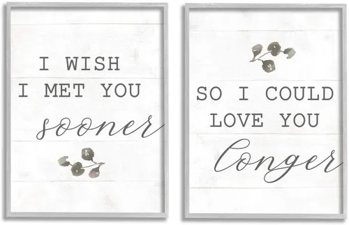 Vista 10 de Stupell Industries Wish I met You Sooner to Love You Longer Romantic Quote, diseñado por Daphne Polselli Wall Art, 2 piezas, 11 x 14 cada uno