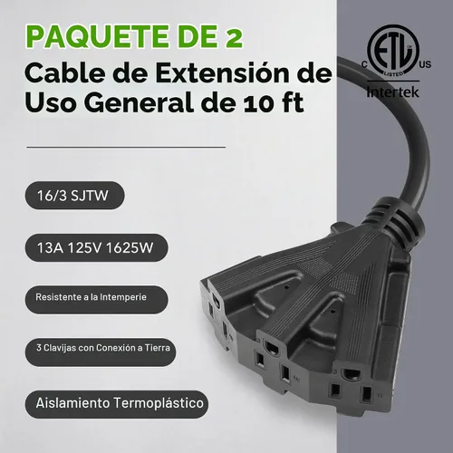 Vista 2 de El juego de cables de extensión para exterior de 2 paquetes de BN-Link es ideal para decoraciones de jardín en días festivos y equipos de jardín.