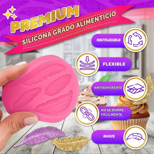Vista 3 de Molde de plumas para chocolate, silicona flexible, diseño 3D, 0.3 pulgadas