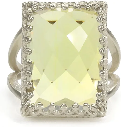 Vista 4 de Unique Yellow Quartz Ring - Lemon Quartz in 925 Sterling Silver - Gorgeous Statement Rings for Women - Jewelry for Weddings, Parties, Engagements