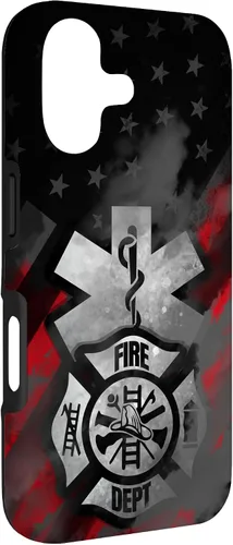 Vista 3 de EMT EMS Firefighter Red Smoke Line USA American Flag Case for iPhone 17