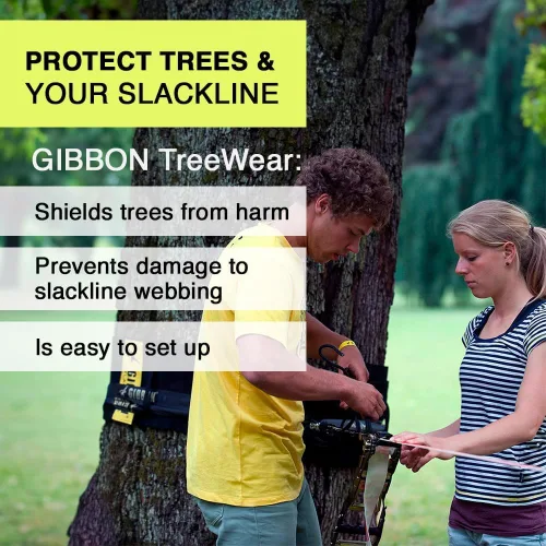 Vista 2 de Gibbon Slacklines Tree Wear, protección para árbol y línea, fieltro negro, longitud: 3 pies, ancho: 0,5 pies