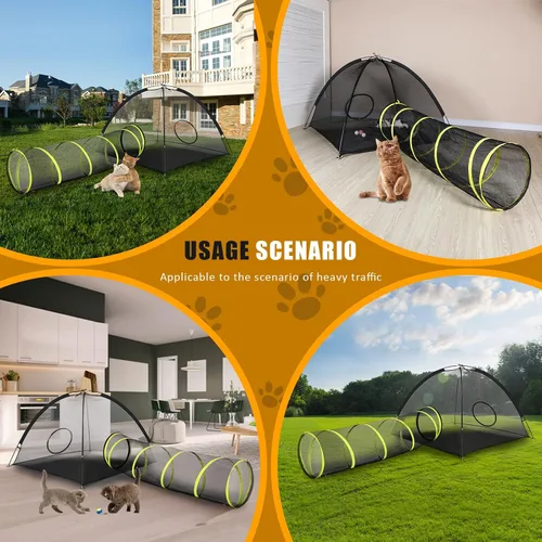Vista 2 de wilwolfer - Túneles para gatos Tiendas de campaña para gatos para exteriores- Carpas de malla para gatos al aire libre- Recinto exterior para gatos