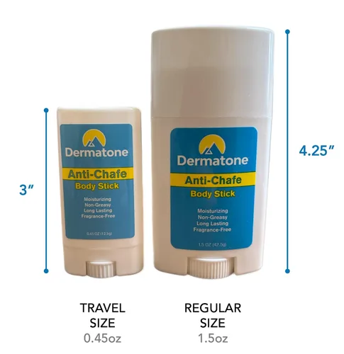 Vista 2 de DERMATONE Barra corporal antirozaduras Paquete de 2 Bálsamo para la piel sin fragancia Previene la fricción y las rozaduras Uso para muslos