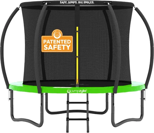 Vista 17 de Jumpzylla - Cama elástica recreativa para niños, con red de seguridad, escalera y revestimiento antioxidante, de 8, 10, 12, 14, 15 y 16 pies