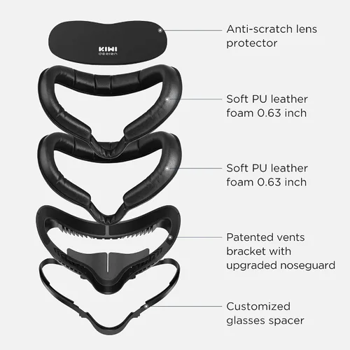 Vista 2 de KIWI design Interfaz facial de fitness y carcasa de realidad virtual para accesorios Quest 2