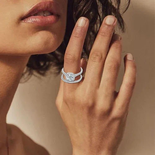 Vista 4 de Anillos de liquidación, 2 en 1 para mujer, joyería de boda, compromiso, regalos