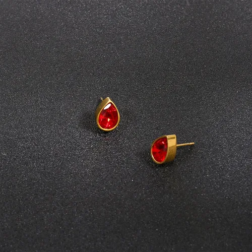 Vista 4 de Aretes de lágrima de oro de 18 quilates de 0.276 x 0.394in para mujer, solitario, circonita cúbica, joyería para el día de la madre, aniversario