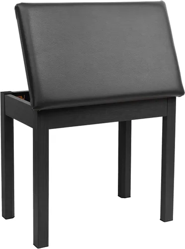 Vista 9 de STRICH Banco de piano con almacenamiento, banco de teclado de madera maciza, taburete con cojín acolchado, color negro