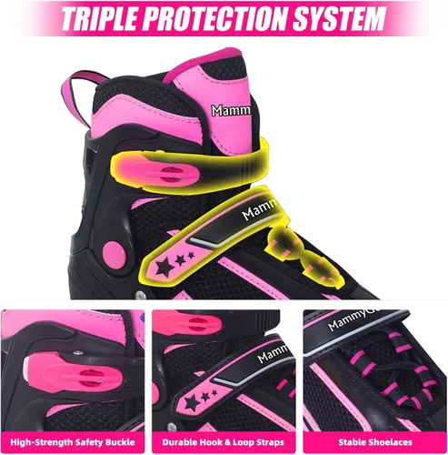 Vista 49 de MammyGol Patines en línea ajustables para niños y niñas, patines con ruedas iluminadas de 4 a 16 años