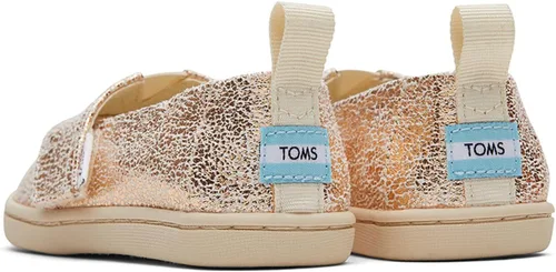 Vista 5 de TOMS Mocasín plano tipo alpargata unisex para niños, Lámina dorada agrietada