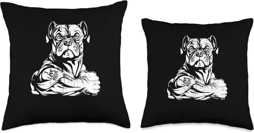 Vista 3 de American Bully Biceps Tattoo Pet - Almohada de perro con texto en inglés "I Love Mom