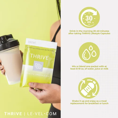Vista 5 de Thrive Protein Shake 16 Packets (35g Each) Gluten-Free, Pea Protein Blend, Probiotics, Fiber & Digestive Enzymes Supports Lean Muscle