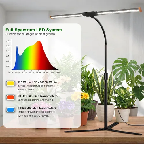 Vista 6 de Luz de cultivo para plantas de interior, lámpara de luz de crecimiento de espectro solar blanco de 6000 K con LED rojo y azul para semillas