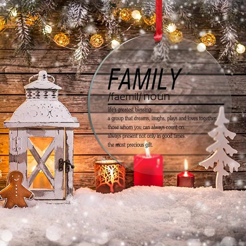 Vista 5 de Definición de sustantivo familiar, adorno acrílico de Navidad, definición divertida, adorno para árbol de Navidad, definición familiar, suministros