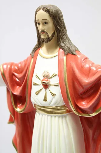 Vista 4 de Figura de escultura de estatua italiana de 24 pulgadas, bendición del corazón sagrado de Jesucristo, hecha en Italia