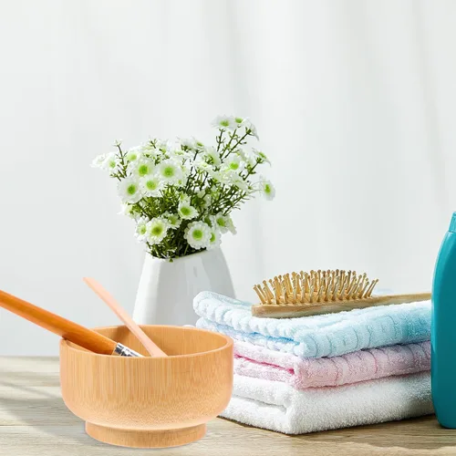 Vista 8 de Juego de cuencos de mezcla de máscara facial de madera para damas, cuidado de la piel facial, mezcla de arcilla, kit de tazón de máscara facial