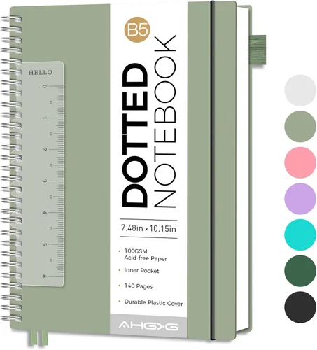 Vista 13 de AHGXG Diario de puntos, cuaderno en espiral de cuadrícula de puntos de 8.5 x 11 pulgadas, cuaderno de puntos grande A4, papel grueso de 3.53 oz/m²
