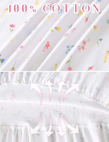 Vista 3 de MZROCR Camisones de algodón para mujer, suave, sin mangas, para adultos, ropa de dormir con volantes