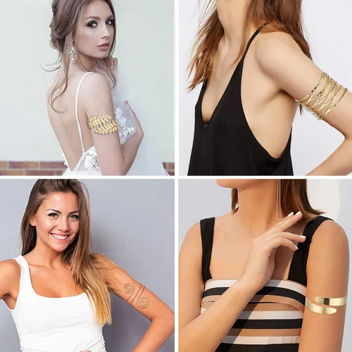 Vista 3 de Finrezio - Juego de 6 pulseras para brazaletes de mujer con hojas abiertas