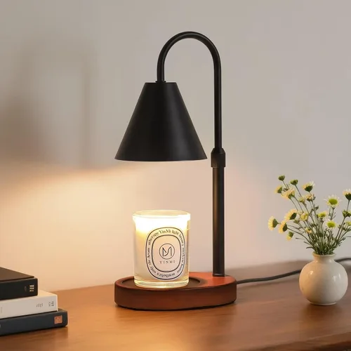 Vista 15 de MEIXISUE - Lámpara calentadora de velas con temporizador y atenuador, regalos de luz ámbar eléctrica para mujeres, lámpara calentadora de cera