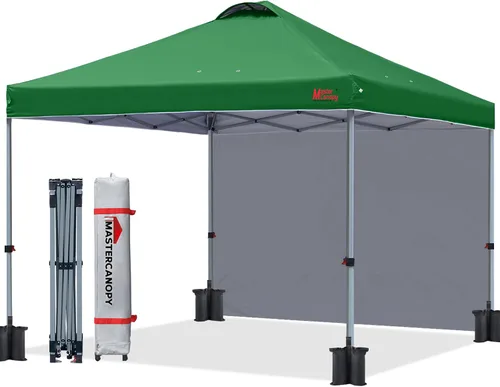 Vista 23 de MASTERCANOPY - Toldo desplegable duradero con 1 pared lateral (6.6 x 6.6 pies, caqui)