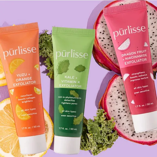 Vista 4 de Pürlisse - Exfoliante facial de fruta de dragón + niacinamida, lavado facial exfoliante para brillo y textura mejorada, fortalece la barrera