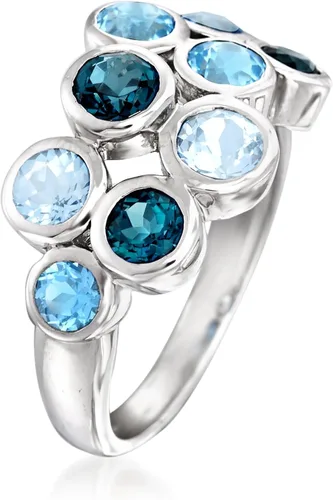 Vista 3 de Ross-Simons 2.50 ct. t.w. Tonal Blue Topaz Bubble Ring in Sterling Silver