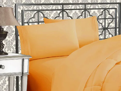 Vista 5 de Elegance Linen Sábanas de calidad egipcia sólidas de 4 piezas de la serie 1800 con bolsillos profundos de hasta 16 pulgadas, tamaño individual