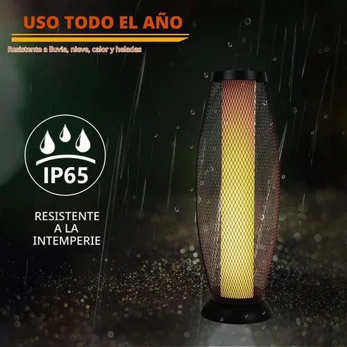 Vista 6 de Solar Yard Lámpara solar de pie para exteriores, pantalla de alambre de metal, linterna LED moderna parpadeante para exteriores, resistente a