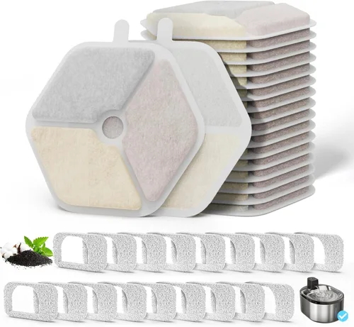 Vista 7 de Filtro de fuente de agua para gatos, filtro de fuente de bebida para mascotas y esponjas para fuente de agua inalámbrica para gatos de 152 oz/4.5 L