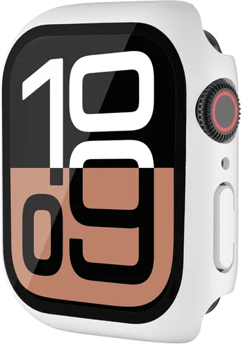 Vista 17 de Estuche duro mate para Apple Watch Series 7 8 9 41mm, protector de pantalla de vidrio templado, estuche con cobertura completa, amortiguador a Negro